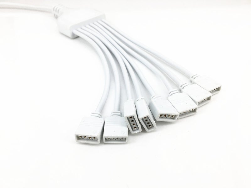 HUALAND RGB 4 Pins White RGB LED Splitter Cable LED Strip Connector 8 Way Splitter Y Splitter for One to Eight RGB 5050 3528 LED Light Strips with,RGB Extension Cableï¼Œ1m RGB Wire - Image 4